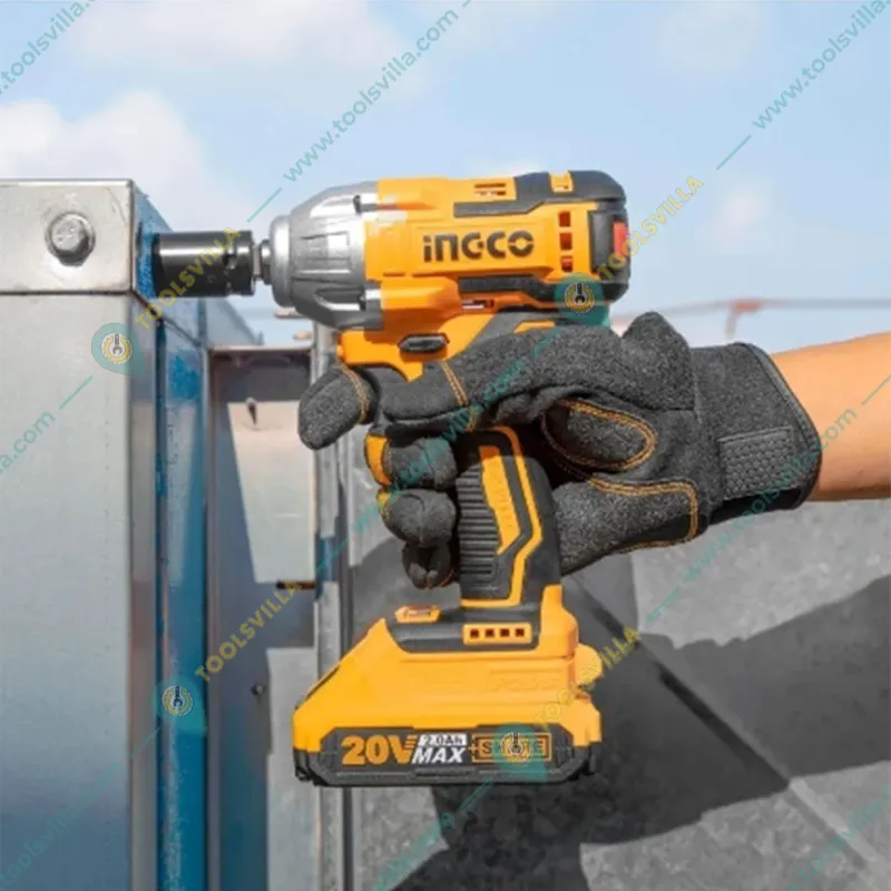 Ingco 1/2" 20V Lithium-Ion Cordless Impact Wrench With Variable Speed Function & Socket Set, Max. Torque 500 N.m (CIWLI20501)