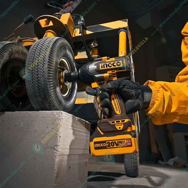 Ingco 1/2" 20V Lithium-Ion Cordless Impact Wrench With Sockets Set, Max. Torque 850 N.m  (CIWLI20851)