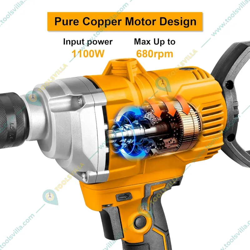 Ingco 1100 Watt 2 In 1 Drill Cum Mixer with Forward/Reverse Function & Suitable for Mixing Cement, Paint (MX11008)