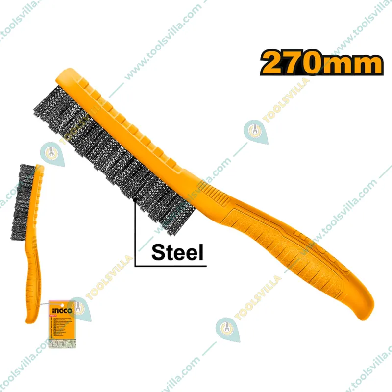 Ingco 270 mm Steel Wire Brush with Plastic handle, 5 Rows (HKTWB2705)