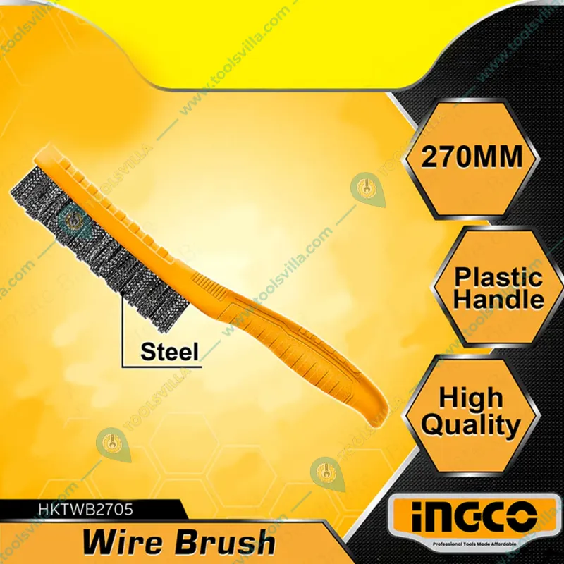 Ingco 270 mm Steel Wire Brush with Plastic handle, 5 Rows (HKTWB2705)