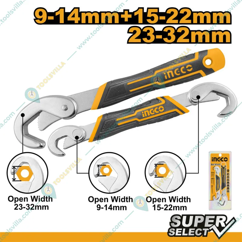 INGCO 2 pcs Bent Wrench Set - Double Open End Wrench and Single Open End Wrench (HBWS09328)