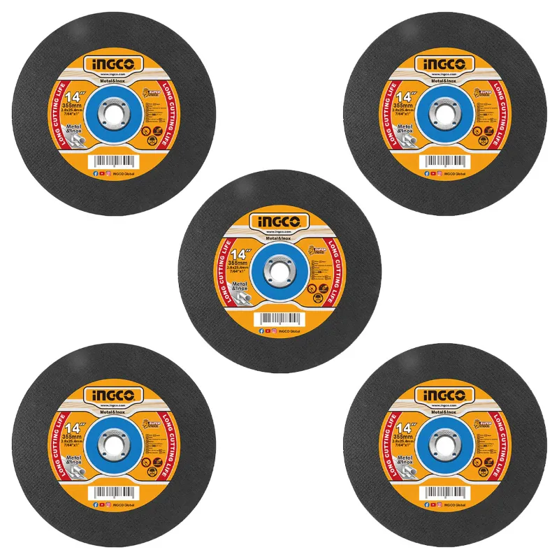 Ingco 14-inch (355 mm) Abrasive Metal Cutting Disc or Cut-Off Wheel (MCD283551) - Pack of 5