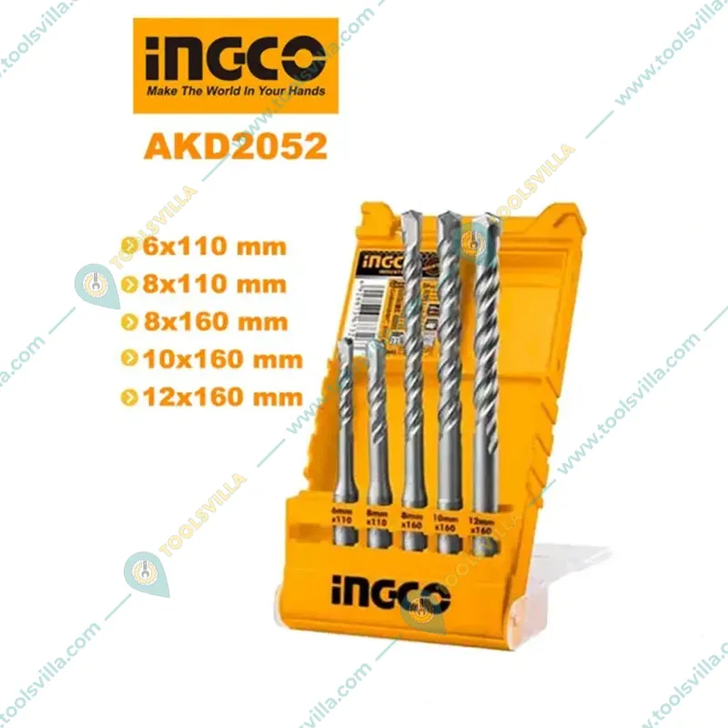 Ingco 5 Pcs SDS Plus Hammer Drill Bits Set - AKD2052 
