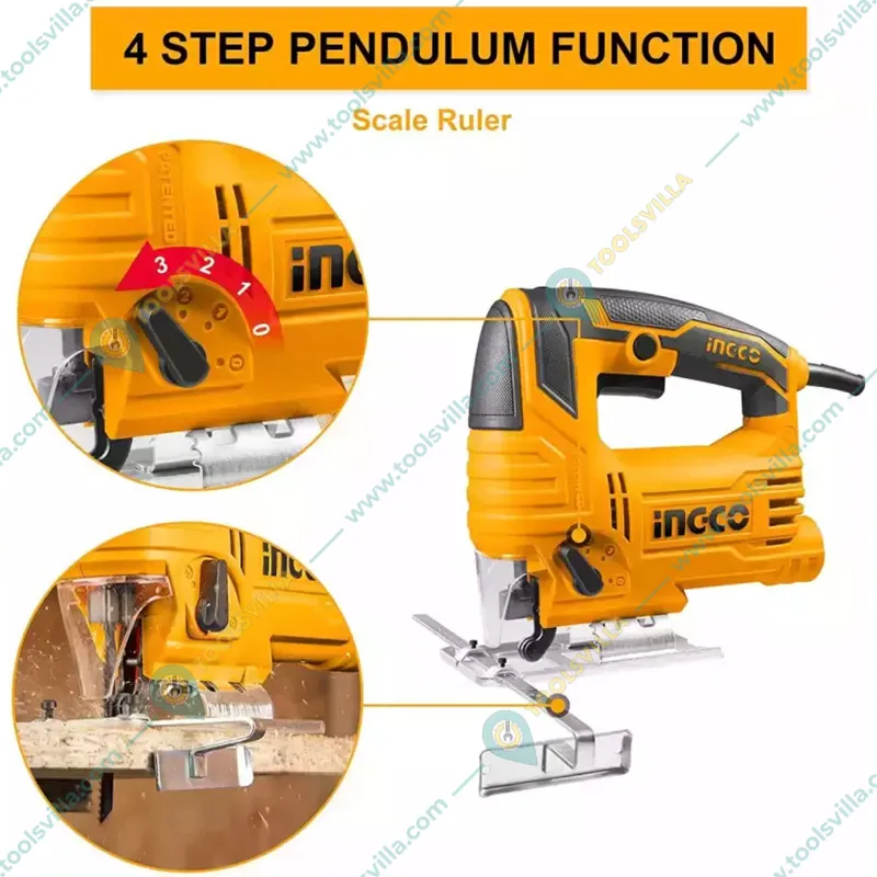 Ingco 65 mm 570 Watt Jig Saw Machine With 3 pcs saw blades, 3000 RPM (JS57028)