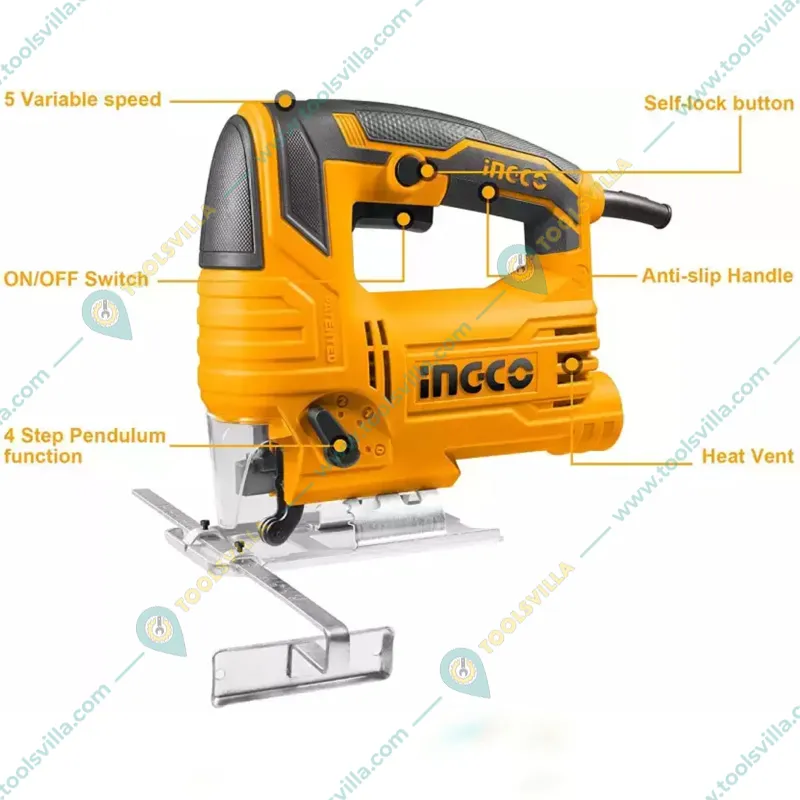Ingco 65 mm 570 Watt Jig Saw Machine With 3 pcs saw blades, 3000 RPM (JS57028)