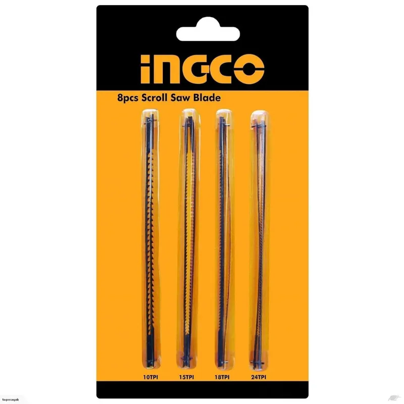 Ingco 8 pcs Scroll Saw Blade - 10, 15, 18, 24 TPI – 2 Pcs each (SS852-SP-30)
