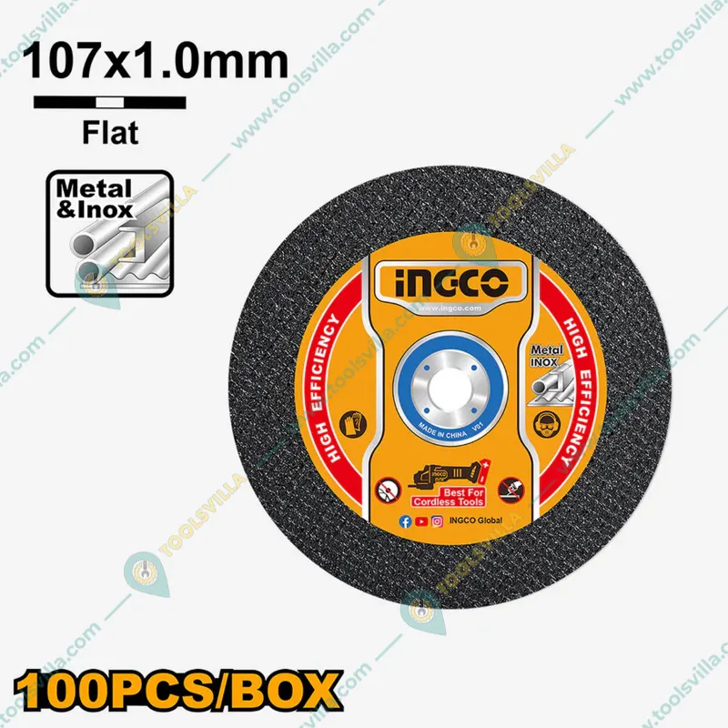 Ingco 107 mm (4 Inch) 100 Pcs Abrasive Metal Cutting Disc Set (MCD10107100)