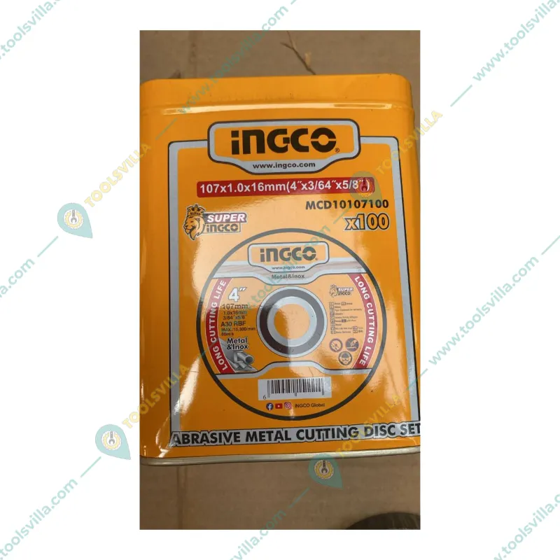 Ingco 107 mm (4 Inch) 100 Pcs Abrasive Metal Cutting Disc Set (MCD10107100)