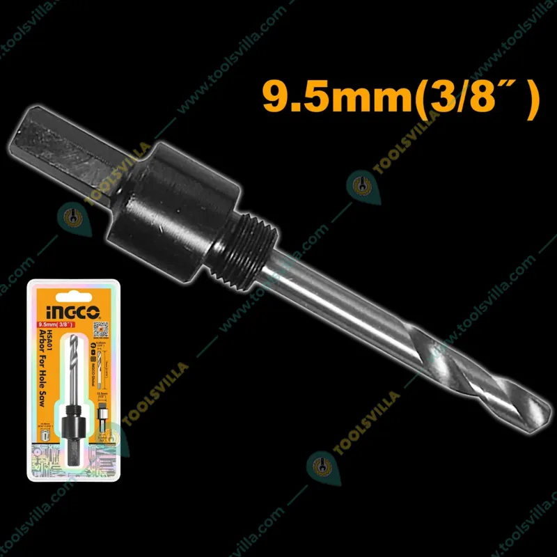 Ingco Hex Shank Arbor for Hole Saw, Suitable for Wood, Metal, Aluminium and PVC (Pack of 1)(Size-3/8 Inch)