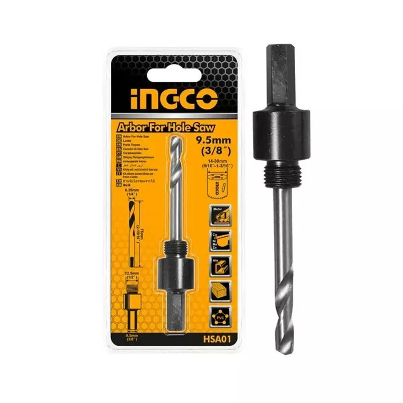 Ingco Hex Shank Arbor for Hole Saw, Suitable for Wood, Metal, Aluminium and PVC (Pack of 1)(Size-3/8 Inch)