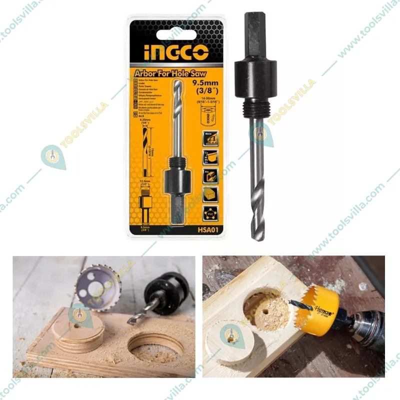Ingco Hex Shank Arbor for Hole Saw, Suitable for Wood, Metal, Aluminium and PVC (Pack of 1)(Size-3/8 Inch)