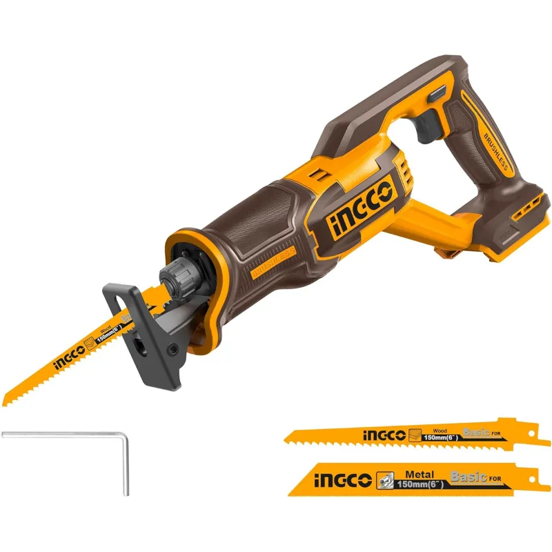 Ingco 210mm 20V Cordless Reciprocating Saw With 2 Pcs Blade, 0-2800 RPM (CRSLI2108)