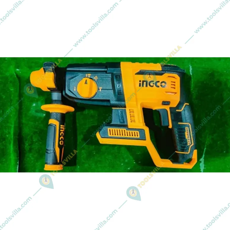 INGCO 26mm 20 V Lithium-Ion Cordless Rotary Hammer With Drill Bits & Chisel, 1100 RPM (CRHLI20228)