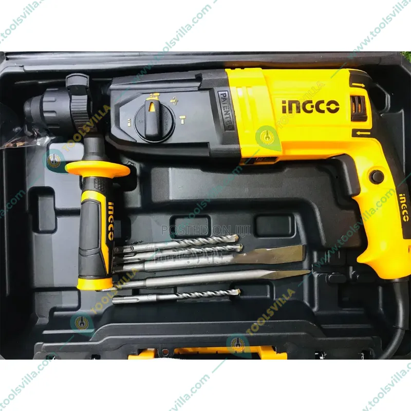 Ingco 28mm 950 Watt, 2.5J Impact Energy Rotary Hammer With Drill Bits & Chisel, 1050 RPM (4670 BPM) (RGH9528)