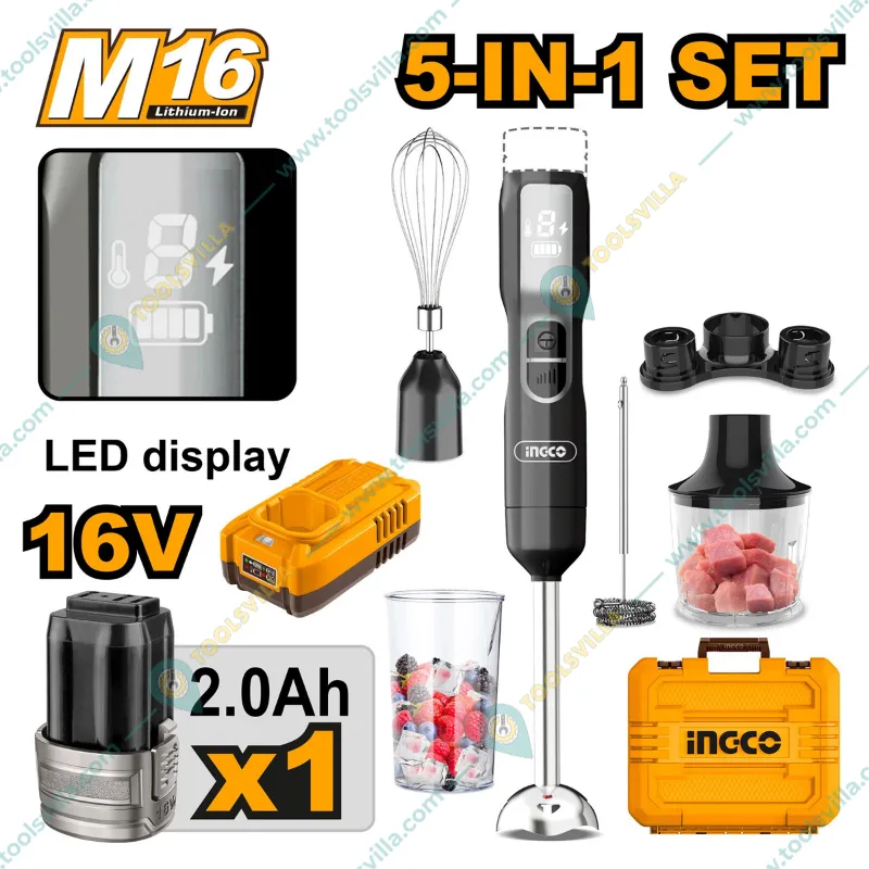 Ingco 5-in-1 Cordless Hand Blender Set (CHB056K)