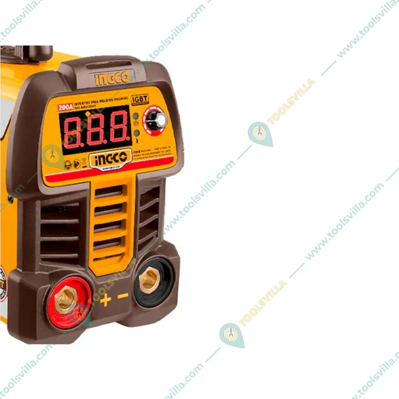 Ingco 10-200A IGBT Inverter MMA Welding Machine With Holder, Earth Clamp, Wire Brush & Helmet (ING-MMA20069)