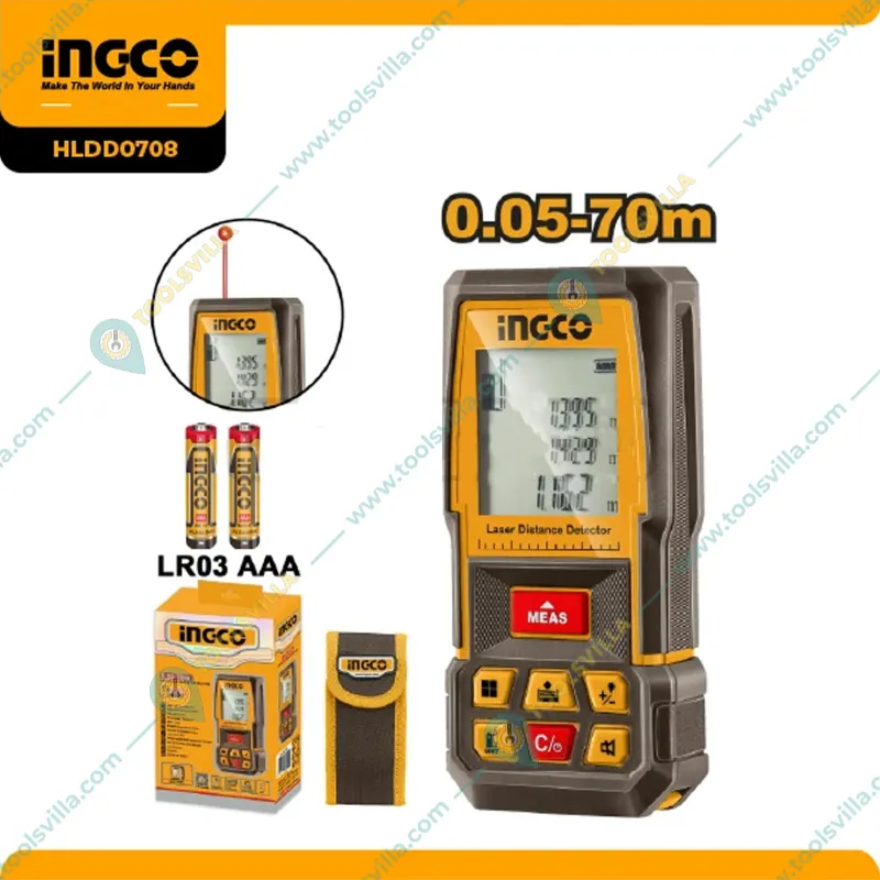 Ingco HLDD0708 Laser range Finder / Distance Measurer 70M