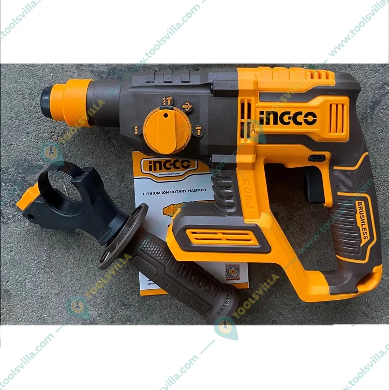 Ingco 22 mm 20V Lithium-Ion Cordless Rotary Hammer With Drill Bits, 5400 BPM (CRHLI20208)