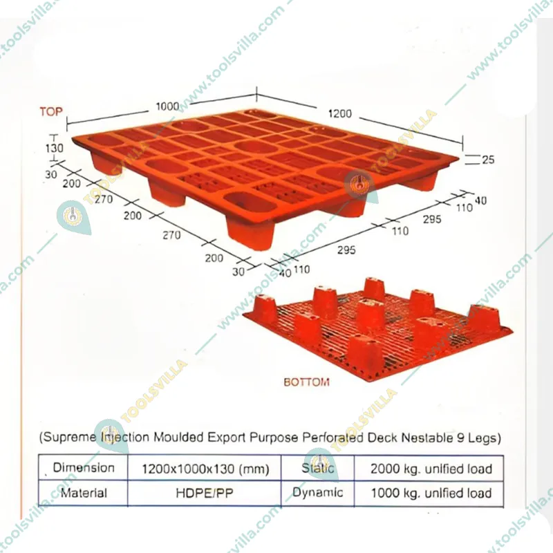 Supreme 1200x1000x130 mm 9 Legs Moulded Plastic Pallet (Pack of 5)