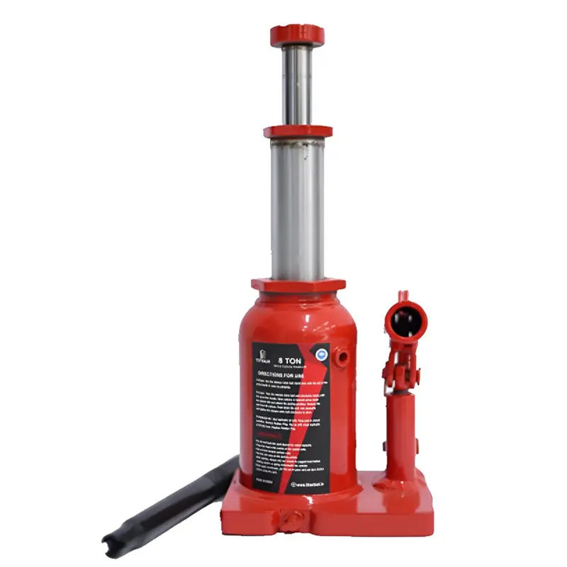 Titan 8 Ton Double Lift Hydraulic Bottle Jack - Mild Steel, 355 mm Maximum Lifting Height (6 Months Warranty)