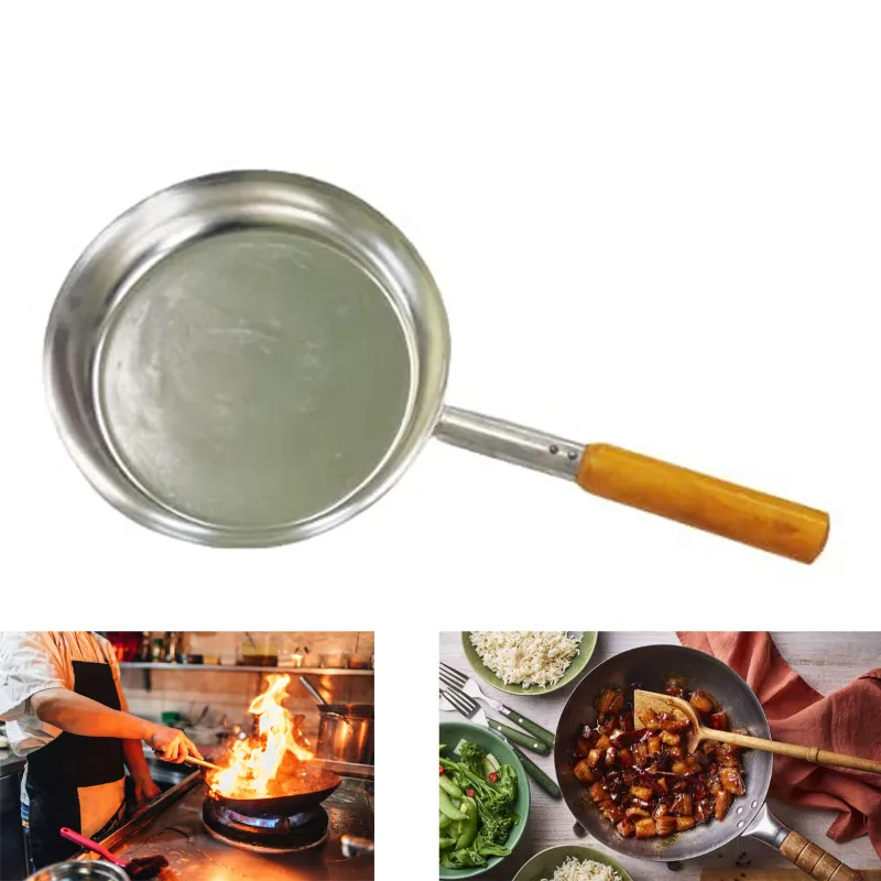 SBWG Iron Frying Pan for Multipurpose Use with Wooden Handle 