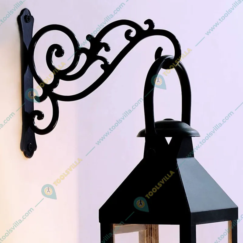 Ecofynd Wall Hanging Plant Bracket - Black Colored Iron Hangers for Hanging Lanterns, Bird Feeders, Planters (Pack of 2)