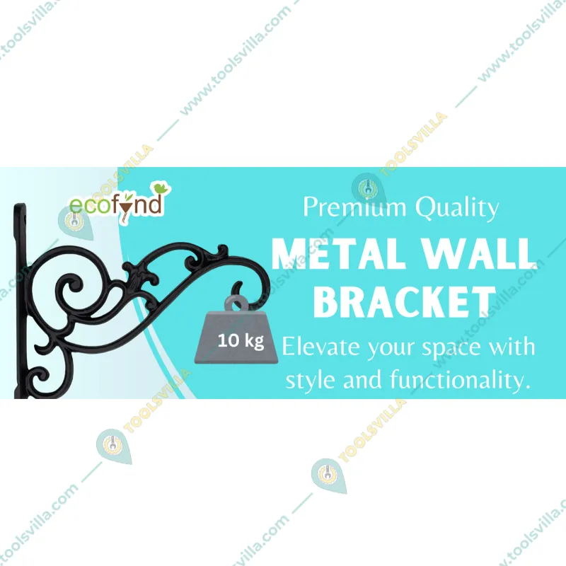 Ecofynd Wall Hanging Plant Bracket - Black Colored Iron Hangers for Hanging Lanterns, Bird Feeders, Planters (Pack of 2)