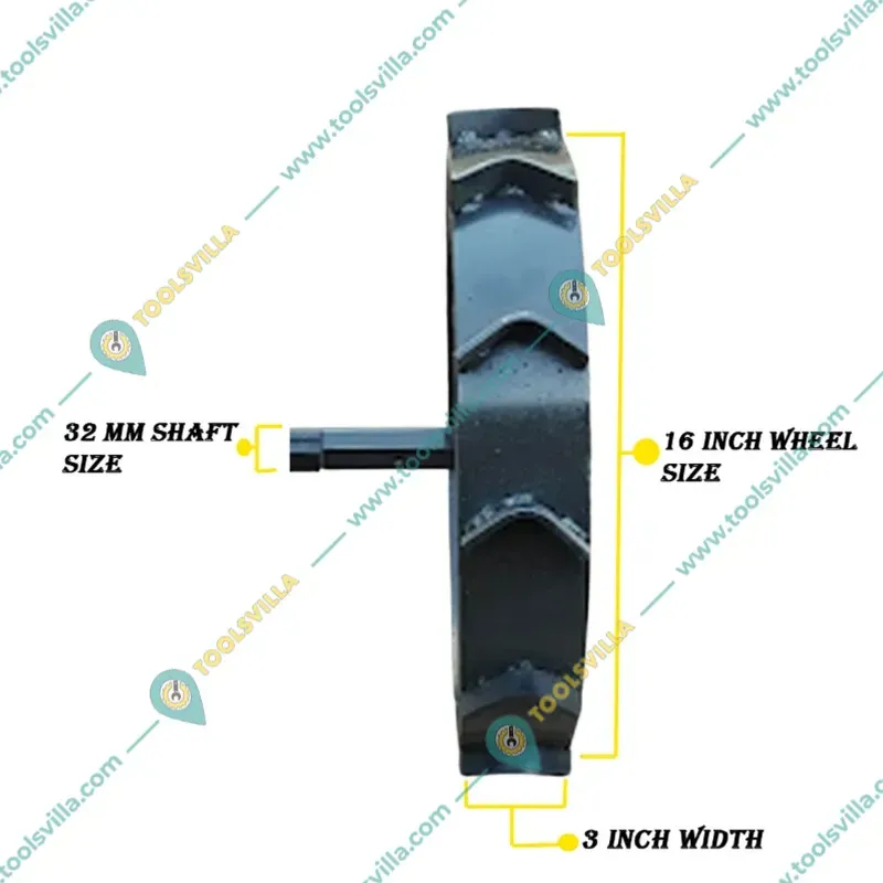 Heavy Duty 16 Inch Iron Wheel & 5 Tyne Cultivator Attachment Combo For 5 to 10 HP Diesel Power Tiller / Cultivator
