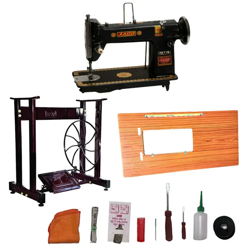 JACO 95 (T-10) 1200 Stitches/Min Cast Iron Sewing Machine With Table, Stand & Accessories Combo Pack 