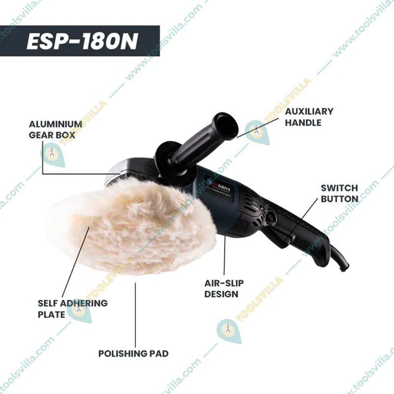 JRS Drive 180 mm 1350 Watt Electric Polisher, 3000 RPM (ESP180N)