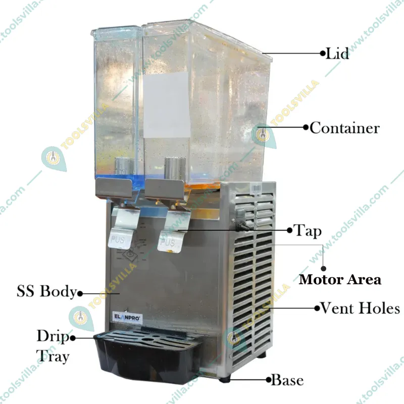  Elanpro JDLP 8x2 Electric Cold Juice Dispenser Machine, 8L+8L (16L)Capacity