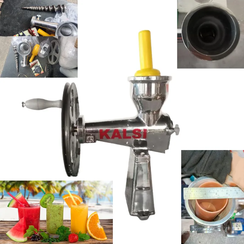 Kalsi No.18 Hand Crank Pulpy Fruit Juicer (Mango,Orange) with SS Rod, CI Wheel &  4.2 Inches Hopper Dia