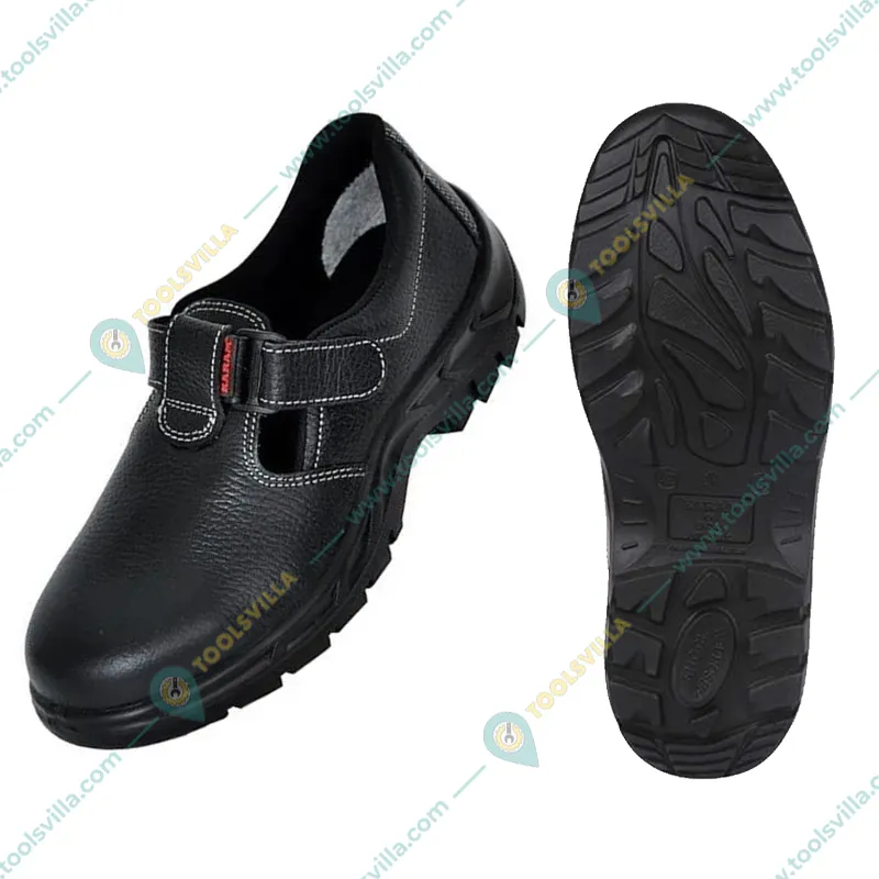 KARAM Ladies Black Leather Safety Footwear, Trap With Buckle, Protective Metal Toe Cap (FS 101)(Size-3,Pack-1)
