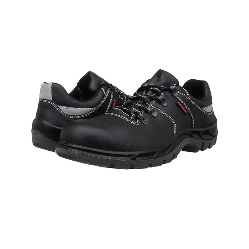 KARAM Black Leather Safety Shoe With Excellent Grip, Comfort and Slip Resistance (FS 15)