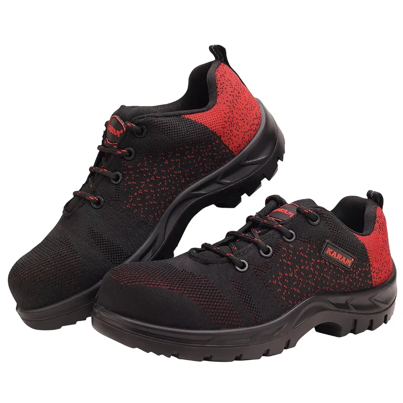 KARAM Red & Black Safety Shoe With Excellent Grip, Comfort And Slip Resistance (FS215)