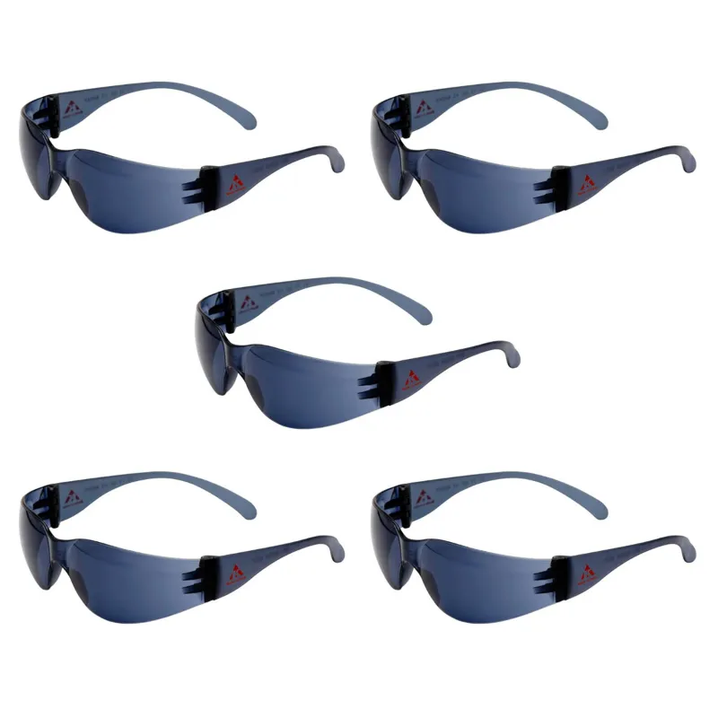 Karam (ES001) Pack of 5 Pcs Safety Goggles - Smoked Lens, Scratch & Impact Resistant for Pollution & Construction Work