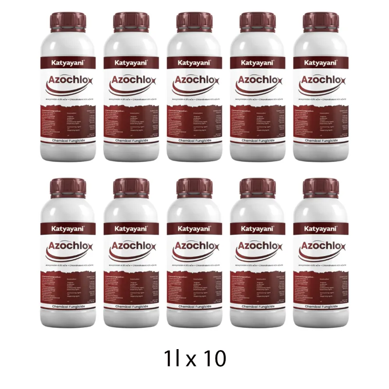 Katyayani Azochlo Star | Dual Action Fungicide (Azoxystrobin 4.8% + Chlorothalonil 40% SC)(Quantity-Pack of 10l (1l x 10))