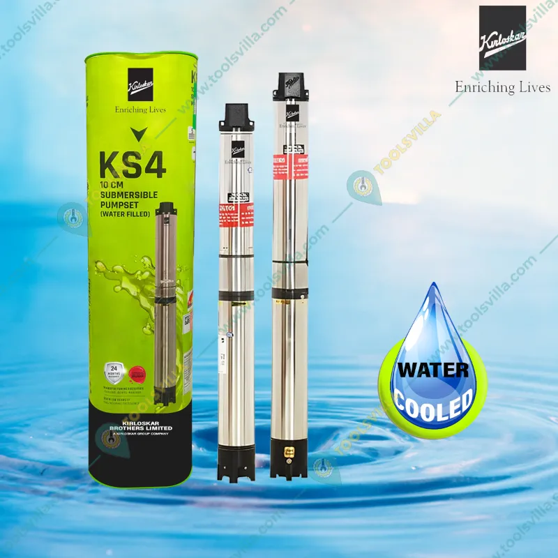 Kirloskar 3HP 12 Stage 100mm(4") 3Phase Water Filled Borewell Submersible Pump, 322ft Head- 2 Years Warranty (KS4E-3012)