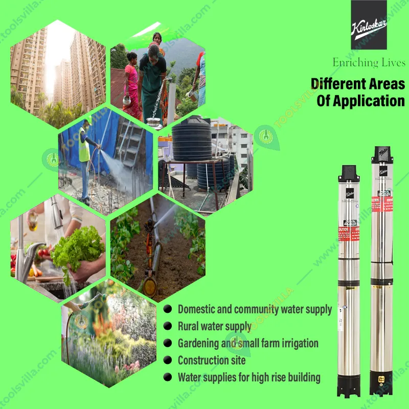 Kirloskar 3HP 12 Stage 100mm(4") 3Phase Water Filled Borewell Submersible Pump, 322ft Head- 2 Years Warranty (KS4E-3012)