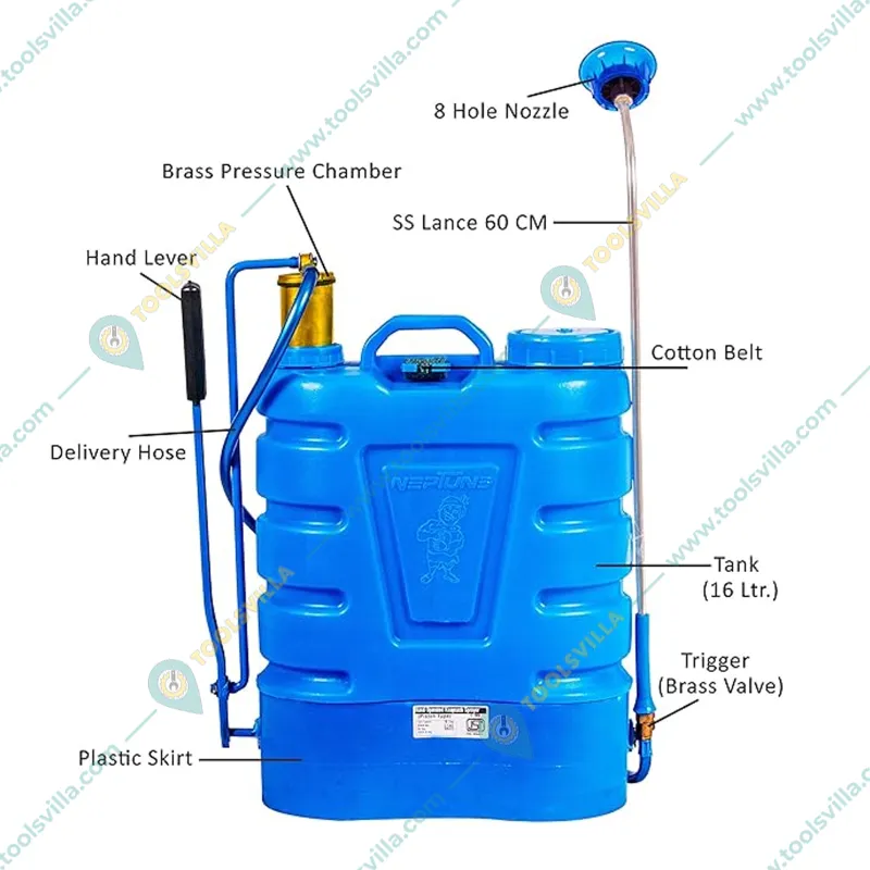 Neptune Hariyali-08 16L Knapsack Hand Operated Sprayer (Hariyali-08) for Gardening, Farming & Sanitization 