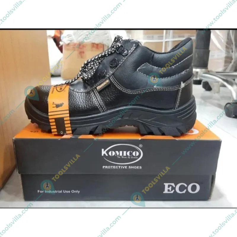 Komico ECO Pack of 2 High Ankle Safety Shoe - PVC Sole Leather Material With Steel Toe(Size-6)