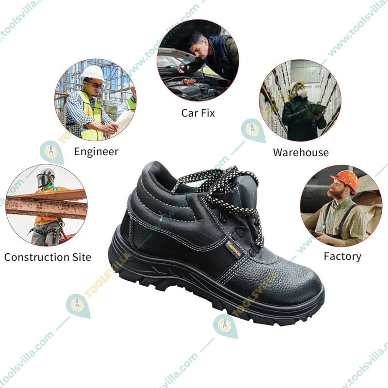 Komico ECO Pack of 2 High Ankle Safety Shoe - PVC Sole Leather Material With Steel Toe(Size-6)