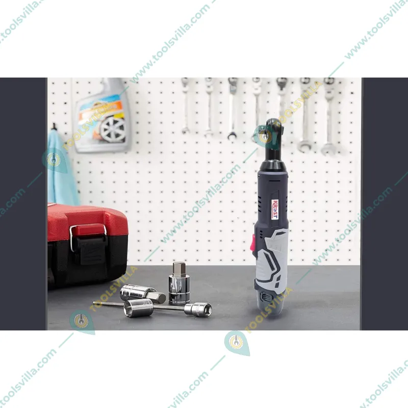 Krost 9.5 mm (3/8") 12V Cordless Ratchet Wrench with Battery, Charger & Accessories