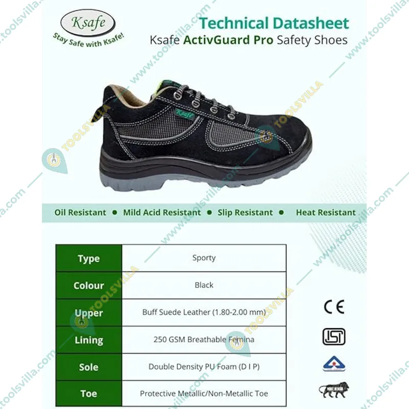  K-Safe ActivGuard Pro Black Colour With Protective Toe Industrial Work Safety Shoe(Size-6)