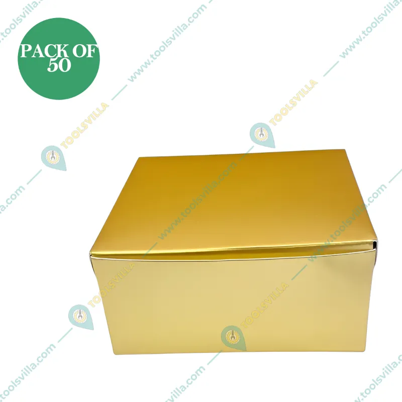 Golden Color Rectangular Packaging Box for Laddu, Chocolates, Sweets and Takeaway (Pack-50)