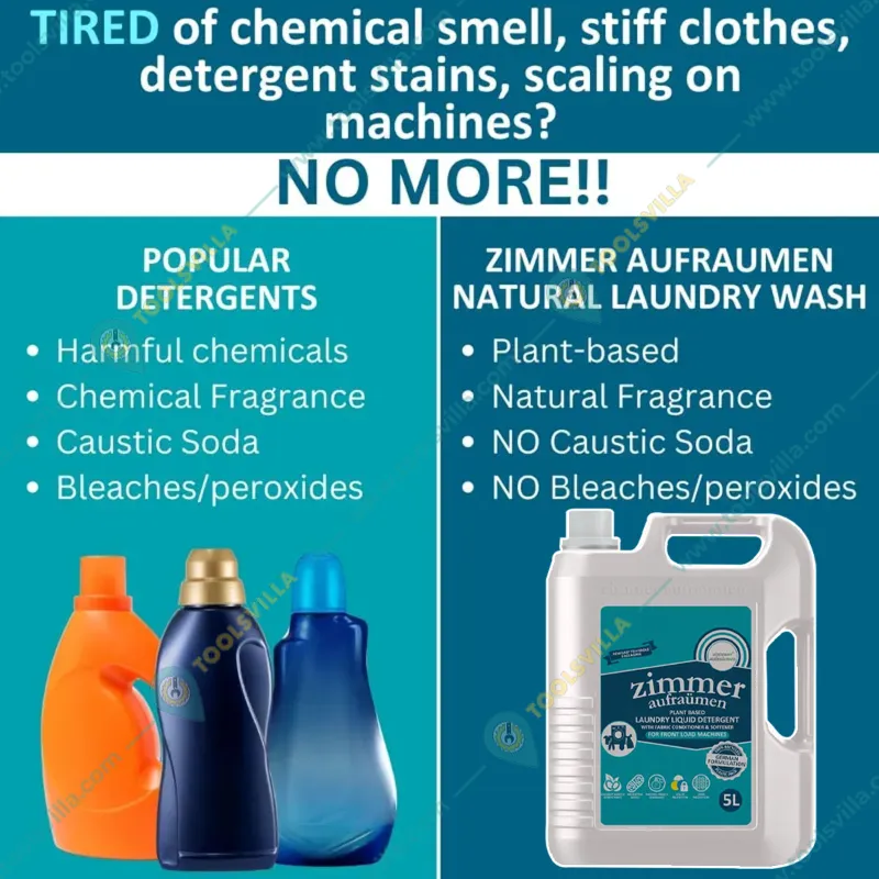Zimmer Aufraumen 5 Liter German Formulation Plant Based Laundry Liquid Detergent With Fabric Conditioner & Softener