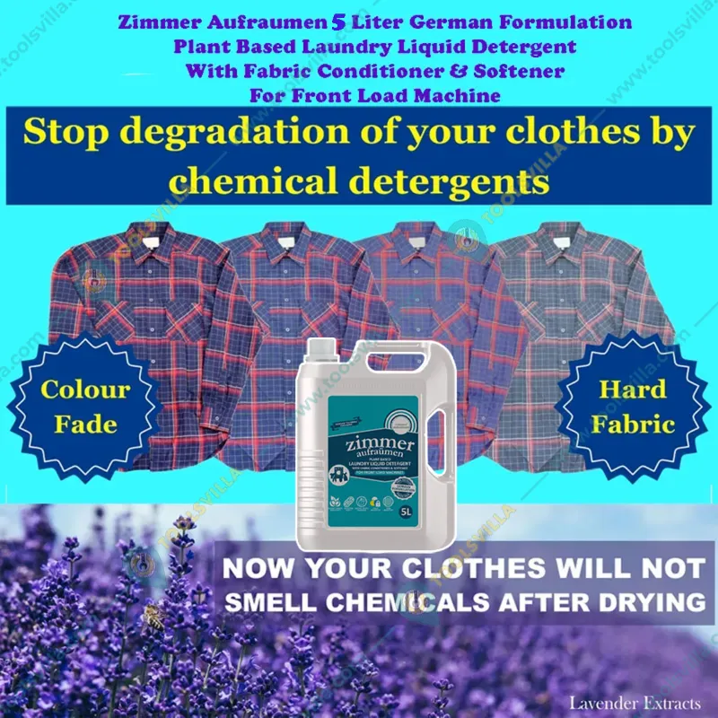 Zimmer Aufraumen 5 Liter German Formulation Plant Based Laundry Liquid Detergent With Fabric Conditioner & Softener