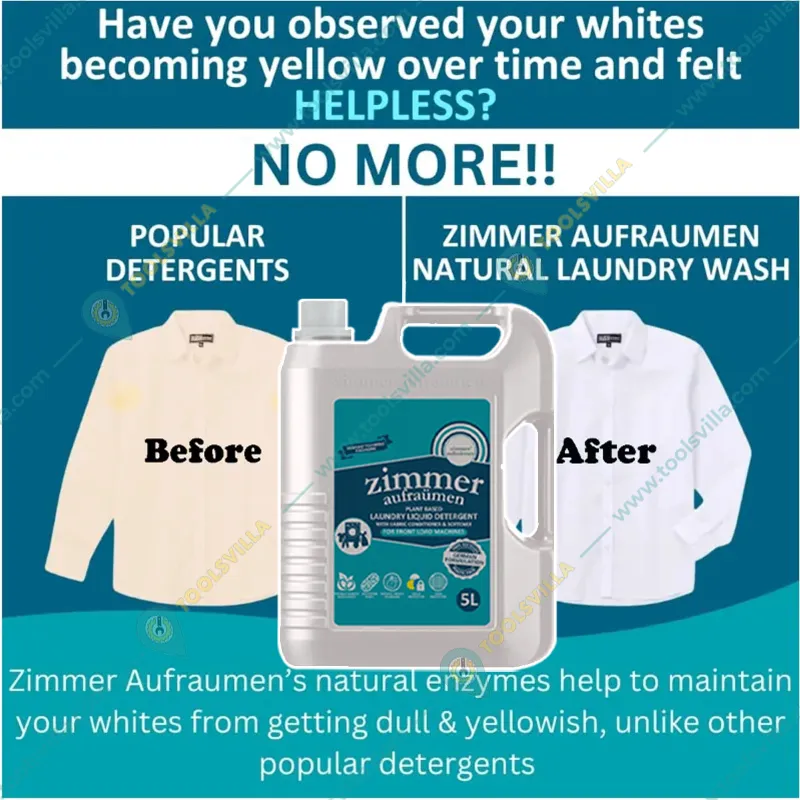 Zimmer Aufraumen 5 Liter German Formulation Plant Based Laundry Liquid Detergent With Fabric Conditioner & Softener