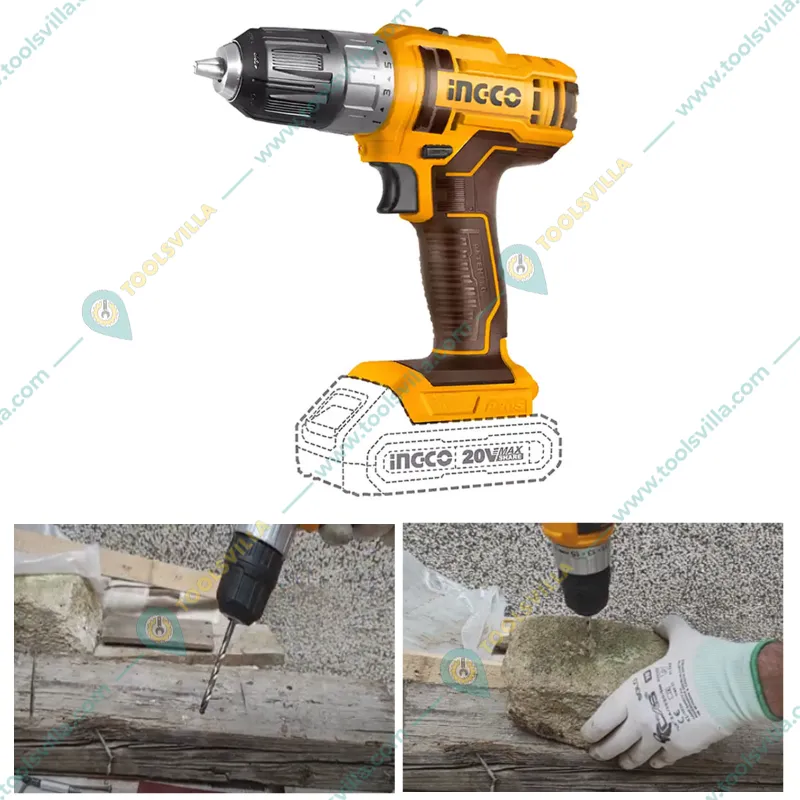 Ingco 0.8 10 mm Lithium Ion Cordless Drill 1500 RPM 45 Nm Max